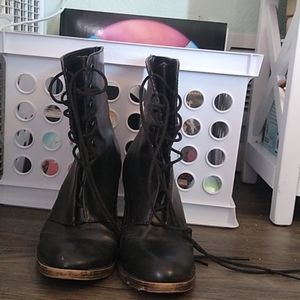 Black Heeled Combat Boots